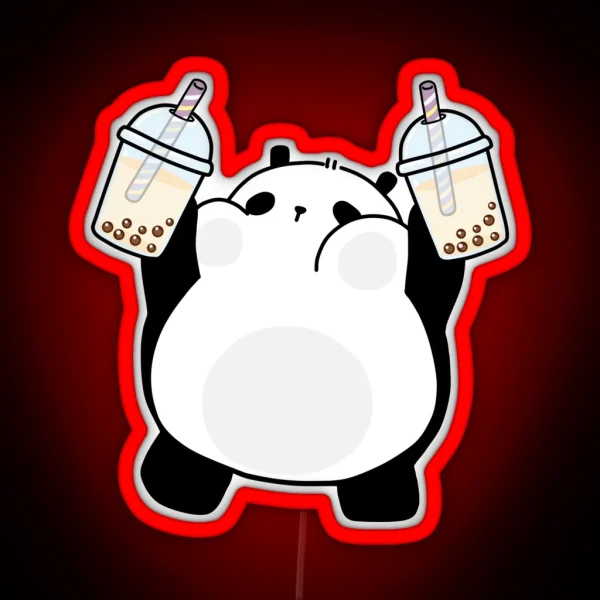 Chubby Little Panda Loves Boba RGB Neon Sign