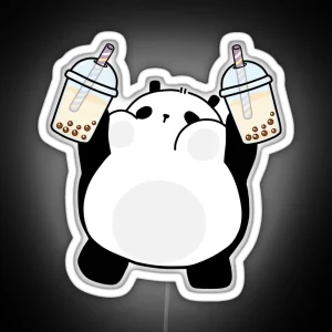 Chubby Little Panda Loves Boba RGB Neon Sign