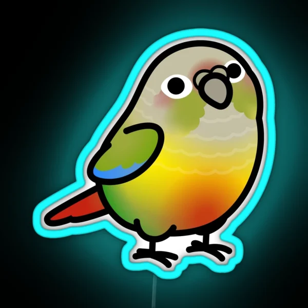 Chubby Pineapple Green Cheek Conure RGB Neon Sign