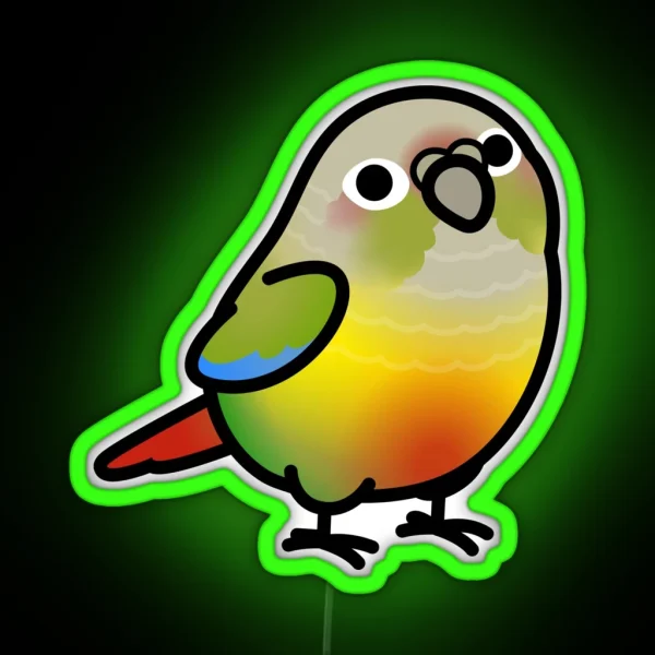 Chubby Pineapple Green Cheek Conure RGB Neon Sign