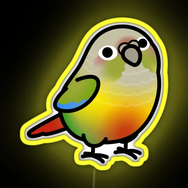 Chubby Pineapple Green Cheek Conure RGB Neon Sign