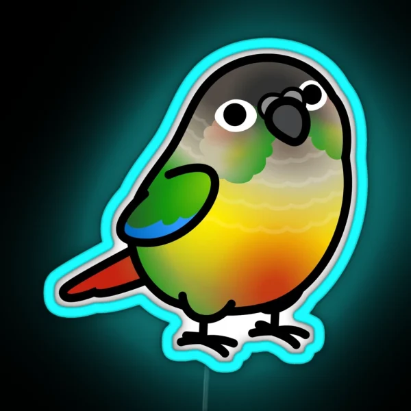 Chubby Yellow Sided Green Cheek Conure RGB Neon Sign