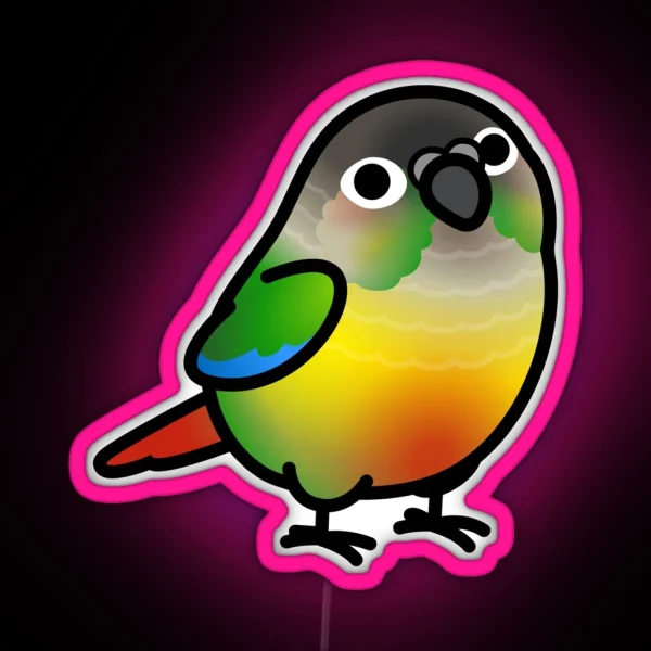 Chubby Yellow Sided Green Cheek Conure RGB Neon Sign