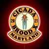 Cicada invasion alert sign, Maryland's Brood X 2021 neon display