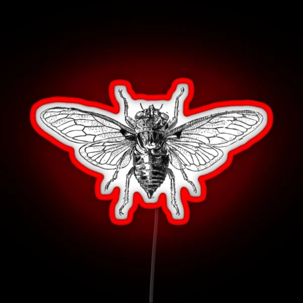 Cicada Design Cicada 3301 Insect Cartoon Black And White RGB Neon Sign