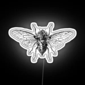 Cicada Design Cicada 3301 Insect Cartoon Black And White RGB Neon Sign