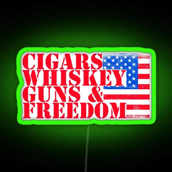 Cigars Whiskey Guns And Freedom Classic Led RGB Neon Sign