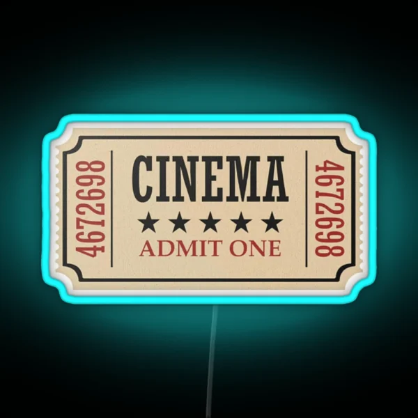 Cinema Ticket RGB Neon Sign