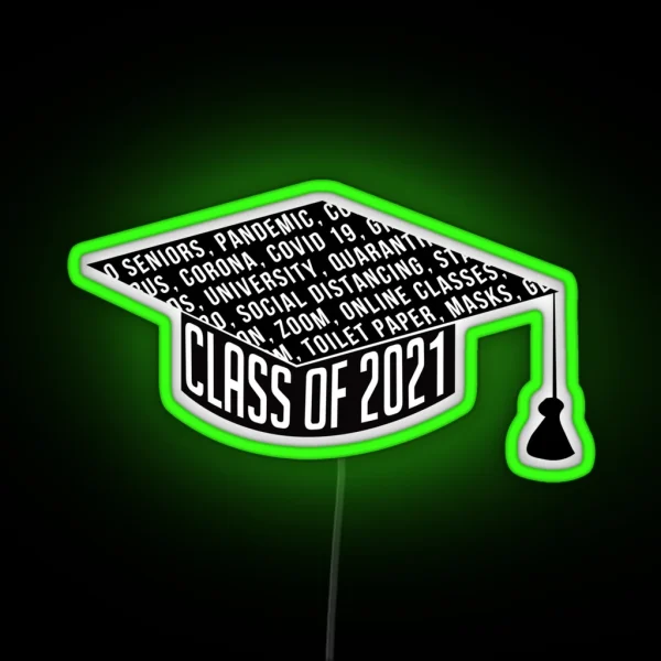 Class Of 2021 Graduation Cap Typography RGB Neon Sign