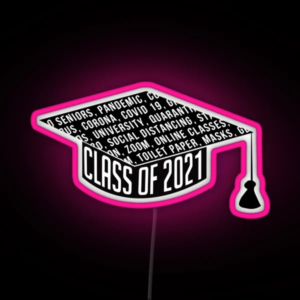 Class Of 2021 Graduation Cap Typography RGB Neon Sign