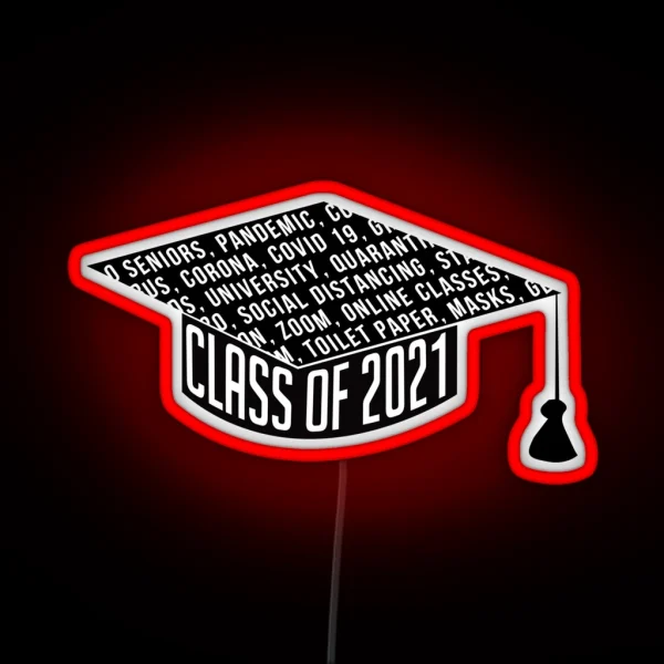 Class Of 2021 Graduation Cap Typography RGB Neon Sign