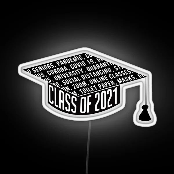 Class Of 2021 Graduation Cap Typography RGB Neon Sign