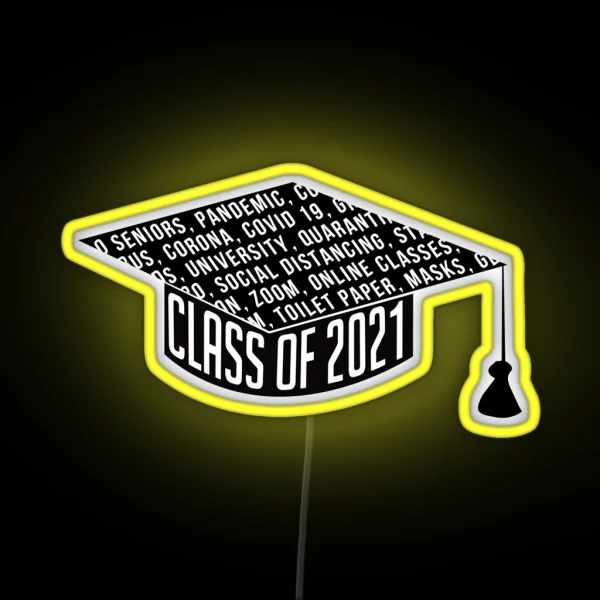 Class Of 2021 Graduation Cap Typography RGB Neon Sign
