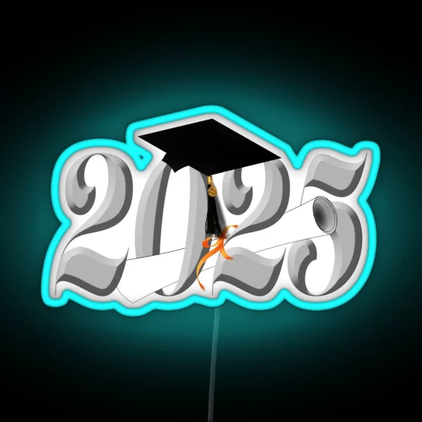 Class Of 2025 Grad Cap And Diploma RGB Neon Sign