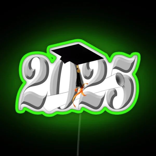 Class Of 2025 Grad Cap And Diploma RGB Neon Sign