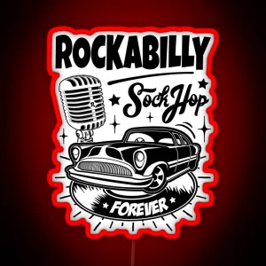 Classic Cars Retro Rock Rockabilly Music Hot Rod Rocker Sock Hop Rock And Roll Vintage 50s 60s RGB Neon Sign