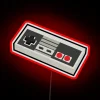 Modern gaming decor with classic controller style neon lighting accent.