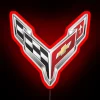 Classic Corvette logo in vibrant RGB neon light illumination