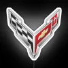 Vintage style RGB LED neon light of iconic Corvette emblem
