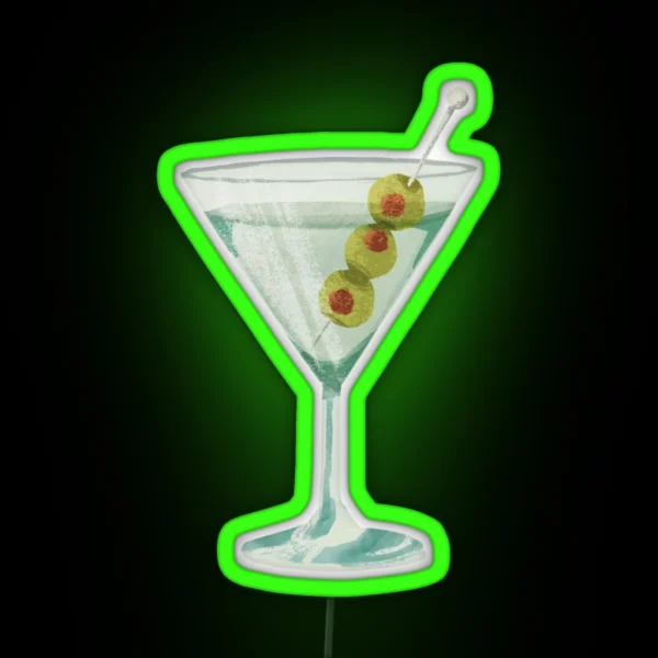 Classic Olive Martini Cocktail RGB Neon Sign