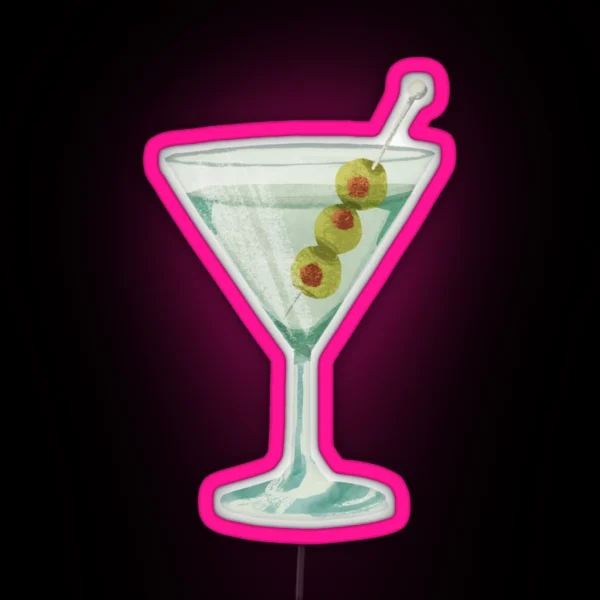 Classic Olive Martini Cocktail RGB Neon Sign