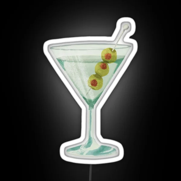 Classic Olive Martini Cocktail RGB Neon Sign
