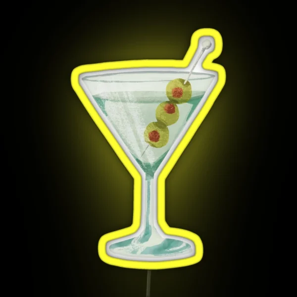 Classic Olive Martini Cocktail RGB Neon Sign