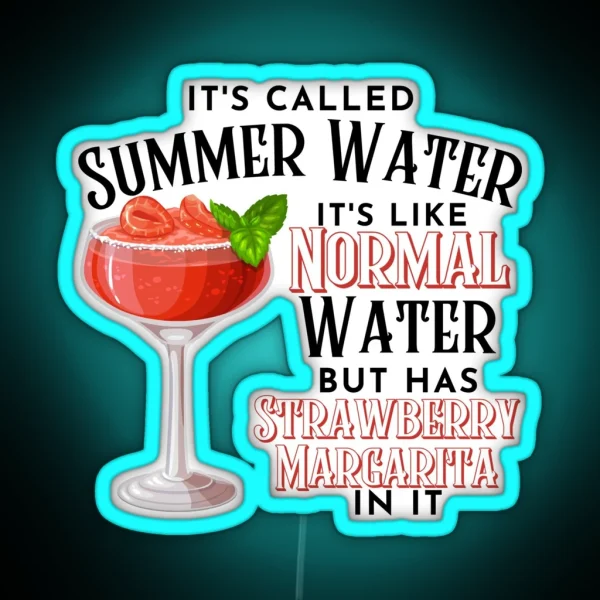 Classic Strawberry Margarita Cocktail Design With Fresh RGB Neon Sign