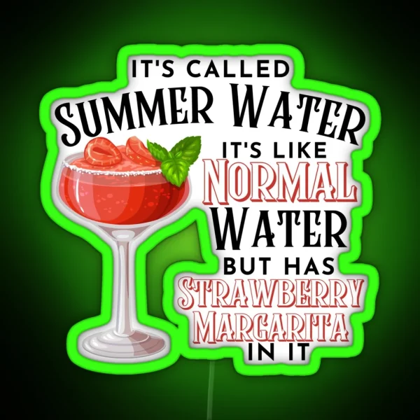 Classic Strawberry Margarita Cocktail Design With Fresh RGB Neon Sign