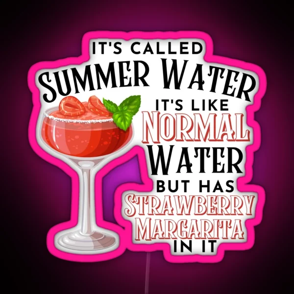 Classic Strawberry Margarita Cocktail Design With Fresh RGB Neon Sign