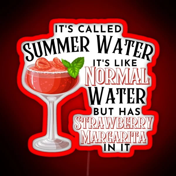 Classic Strawberry Margarita Cocktail Design With Fresh RGB Neon Sign