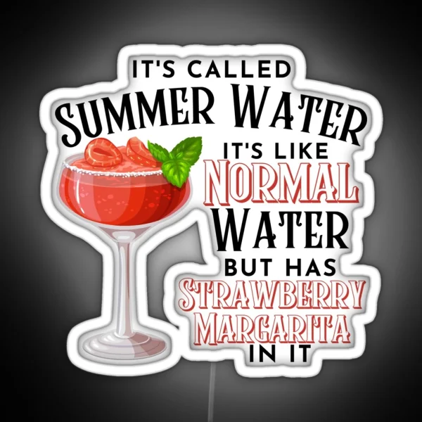 Classic Strawberry Margarita Cocktail Design With Fresh RGB Neon Sign