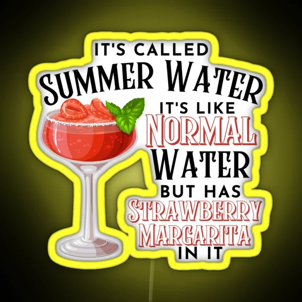 Classic Strawberry Margarita Cocktail Design With Fresh RGB Neon Sign