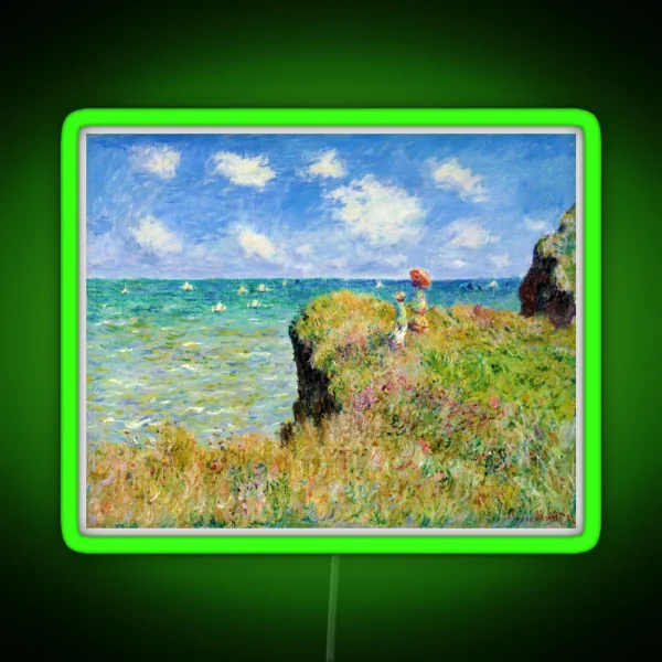 Claude Monet Walk On The Cliff At Pourville RGB Neon Sign