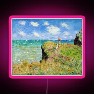 Claude Monet Walk On The Cliff At Pourville RGB Neon Sign