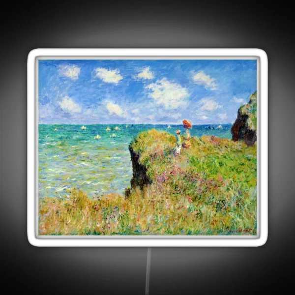 Claude Monet Walk On The Cliff At Pourville RGB Neon Sign