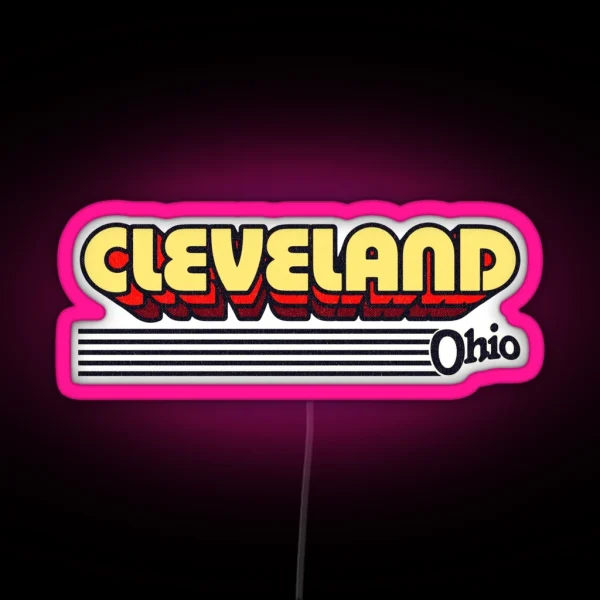 Cleveland Ohio Retro Stripes RGB Neon Sign