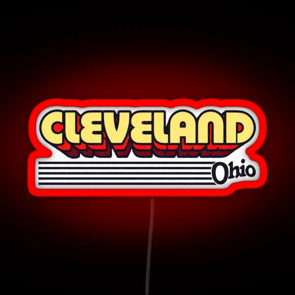 Cleveland Ohio Retro Stripes RGB Neon Sign