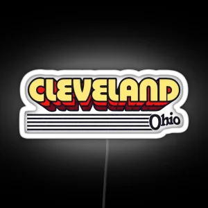 Cleveland Ohio Retro Stripes RGB Neon Sign