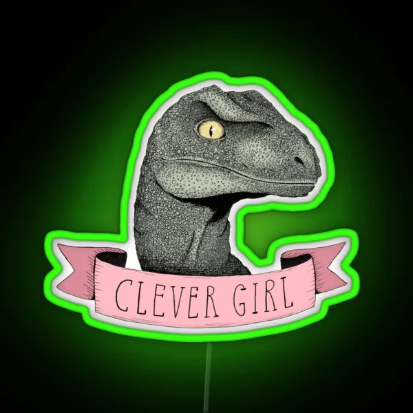 Clever Girl Raptor Dinosaur RGB Neon Sign