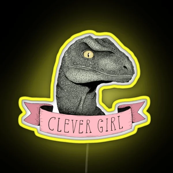 Clever Girl Raptor Dinosaur RGB Neon Sign