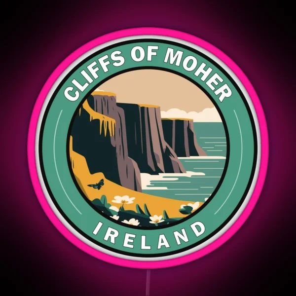 Cliffs Of Moher Ireland Circle Badge RGB Neon Sign
