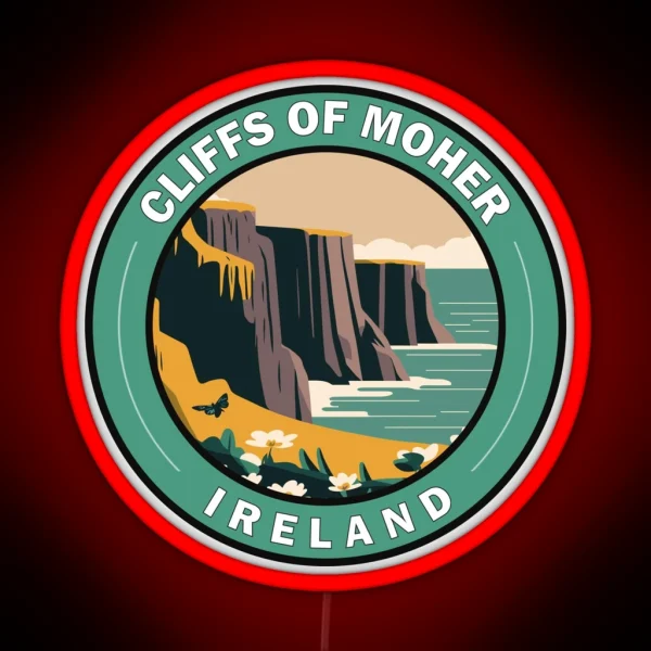 Cliffs Of Moher Ireland Circle Badge RGB Neon Sign