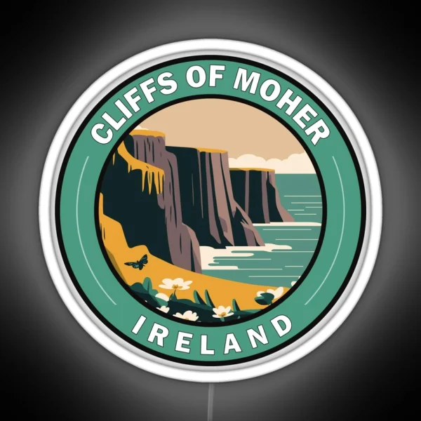 Cliffs Of Moher Ireland Circle Badge RGB Neon Sign