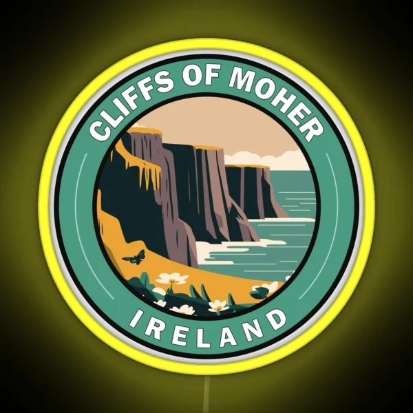 Cliffs Of Moher Ireland Circle Badge RGB Neon Sign