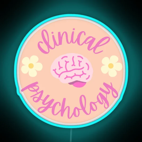 Clinical Psychology Brain And Flowers RGB Neon Sign