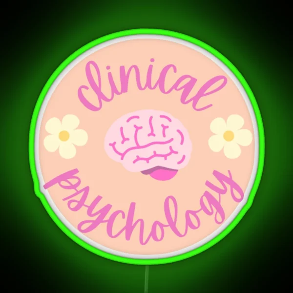 Clinical Psychology Brain And Flowers RGB Neon Sign