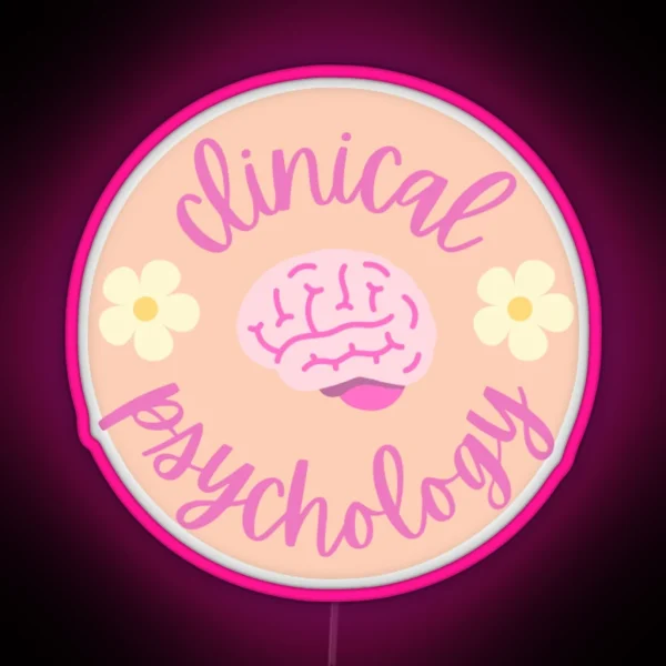 Clinical Psychology Brain And Flowers RGB Neon Sign