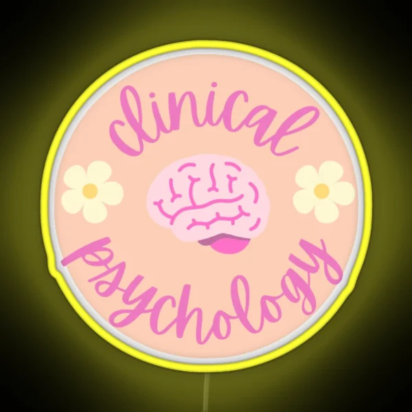 Clinical Psychology Brain And Flowers RGB Neon Sign