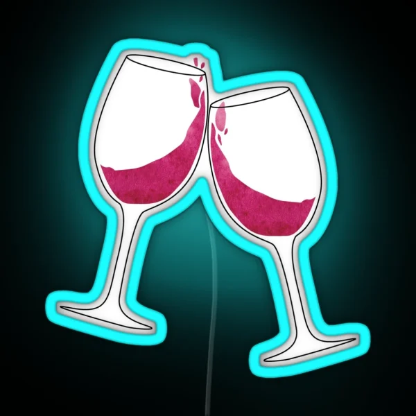 Clinking Wine Glasses RGB Neon Sign